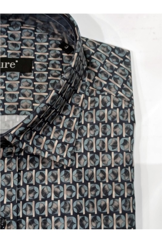 Camisa manga larga estampada AZUL PETROLEO 2