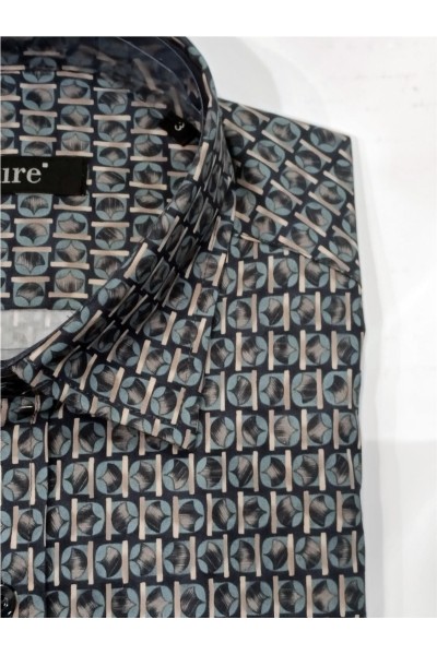 Camisa manga larga estampada AZUL PETROLEO