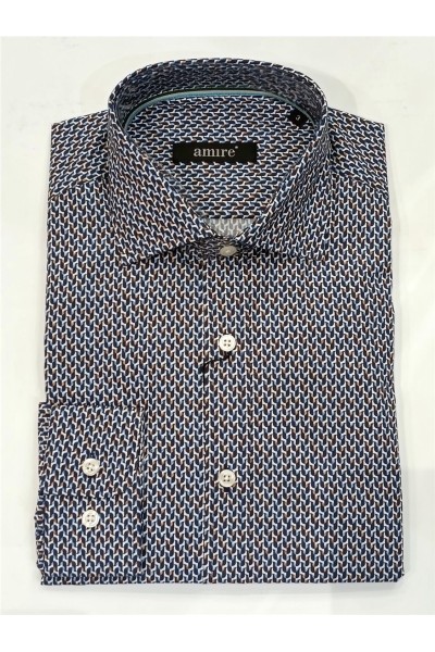 Camisa manga larga estampada AZUL