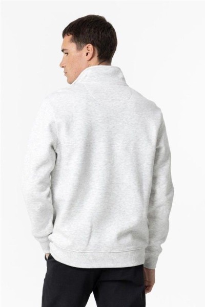 Sudadera cuello cremallera GRIS CLARO