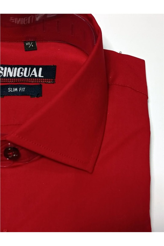 Camisa entallada manga larga GRANATE