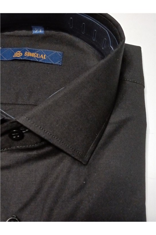 Camisa entallada manga larga NEGRO