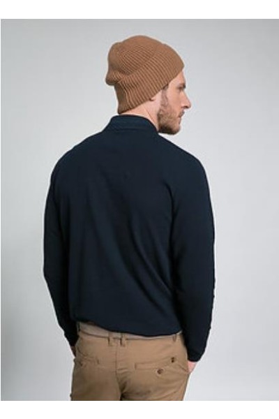 POLO LISO CUELLO BOTON MARINO