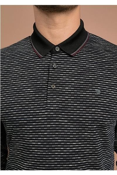 POLO RAYAS DESIGUALES NEGRO